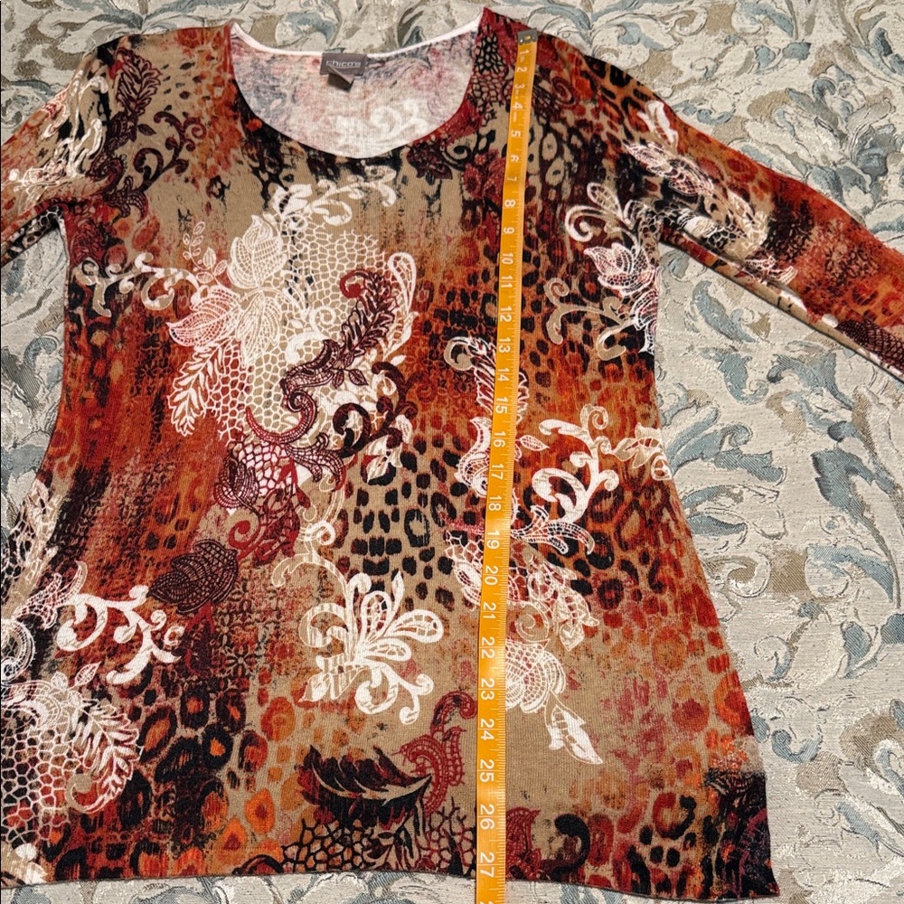 Chico's Multicolor Patterned Crew Neck Sweater - image 5